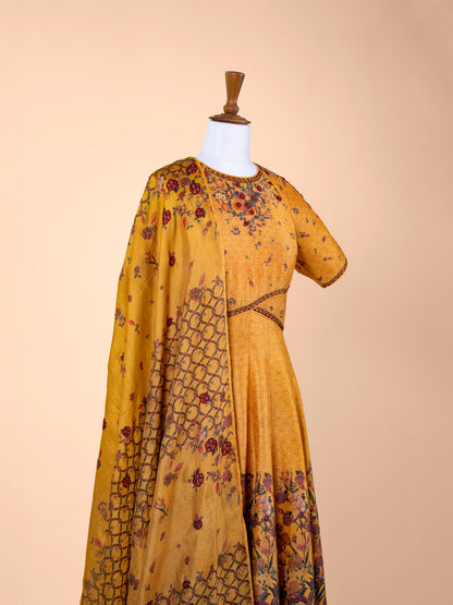 Handwoven Mustard Silk Suit