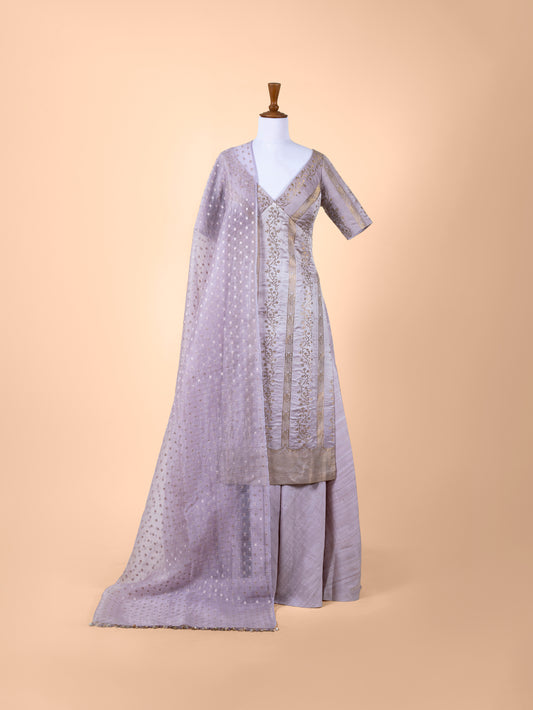 Handwoven Mauve Silk Suit Set