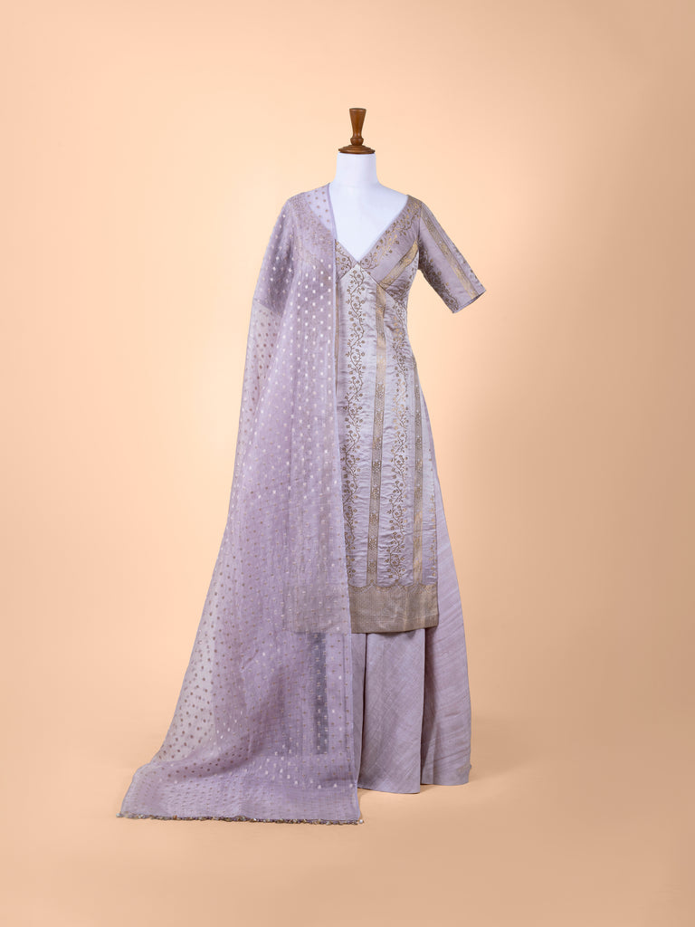 Handwoven Mauve Silk Suit