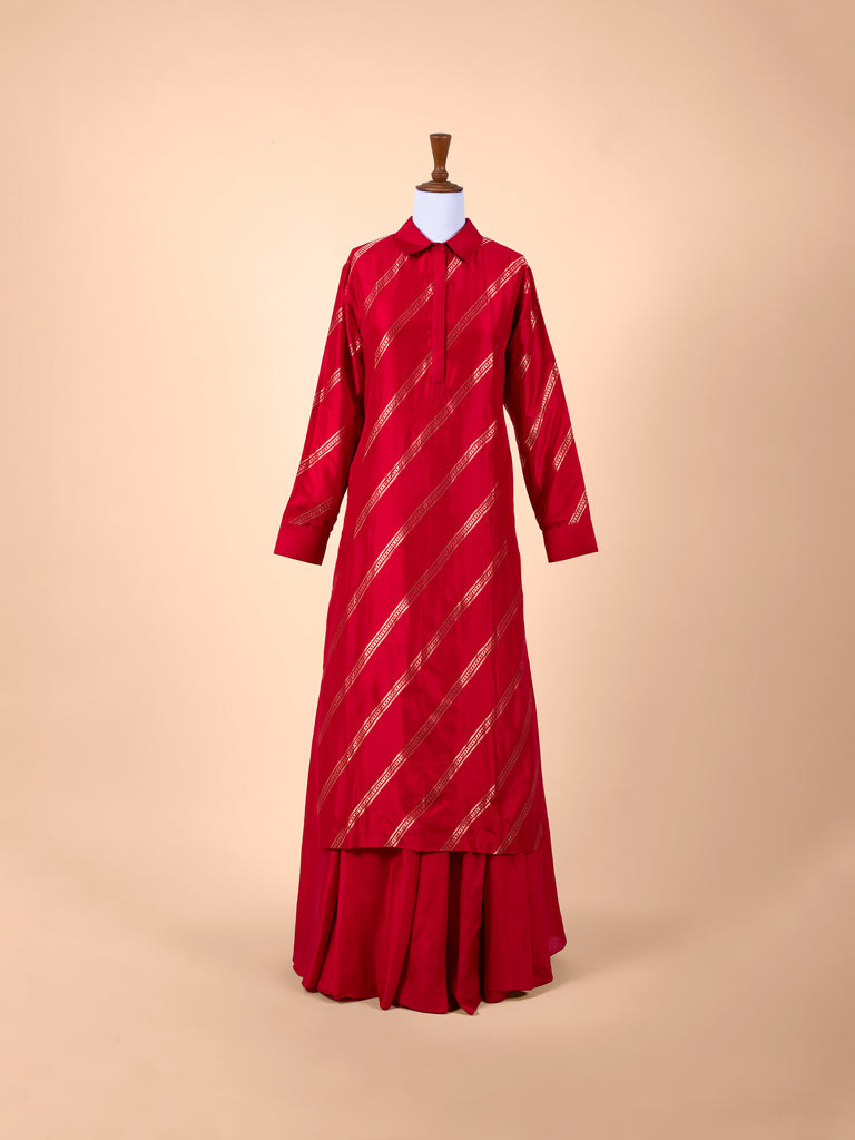 Handwoven Red Silk Suit