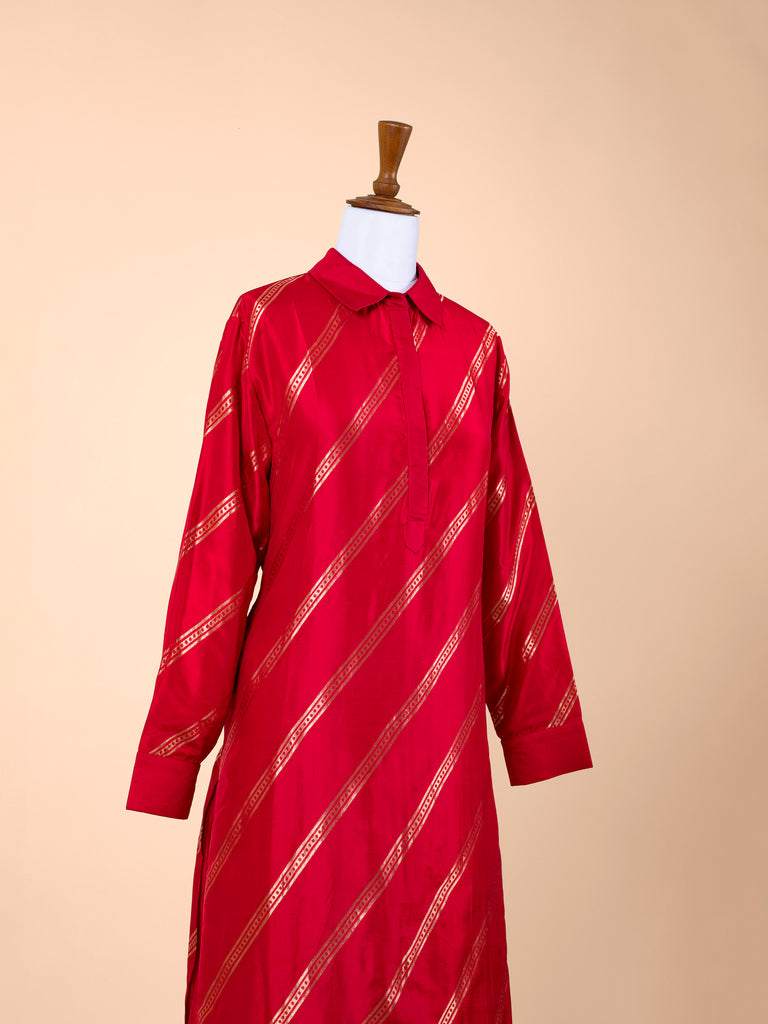 Handwoven Red Silk Suit