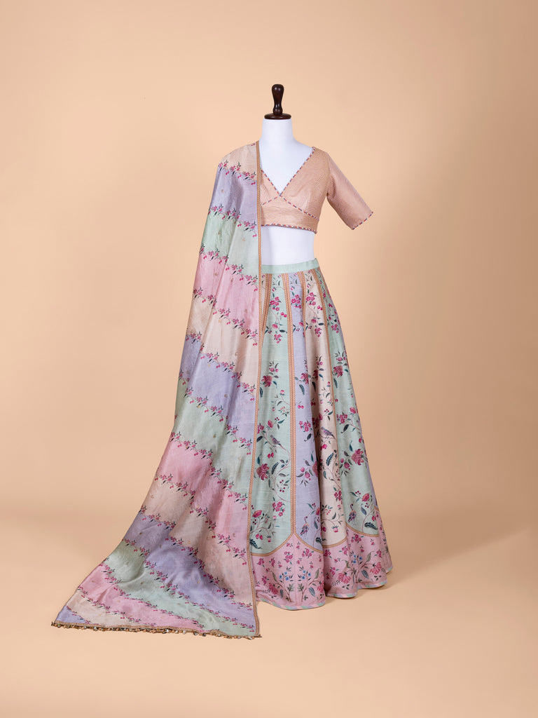 Handwoven Multicolor Silk Lehenga