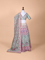 Handwoven Sea Green Silk Lehenga