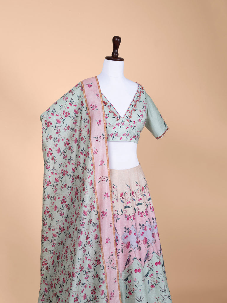 Handwoven Sea Green Silk Lehenga