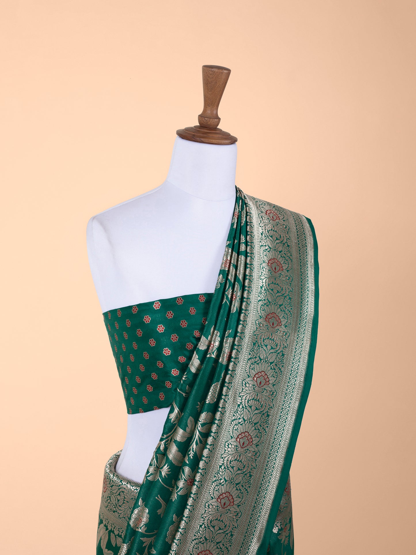 Handwoven Bottle Green Silk Saree