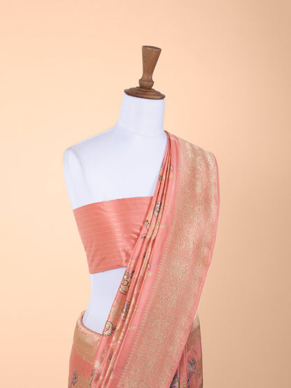 Handwoven Peach Silk Saree