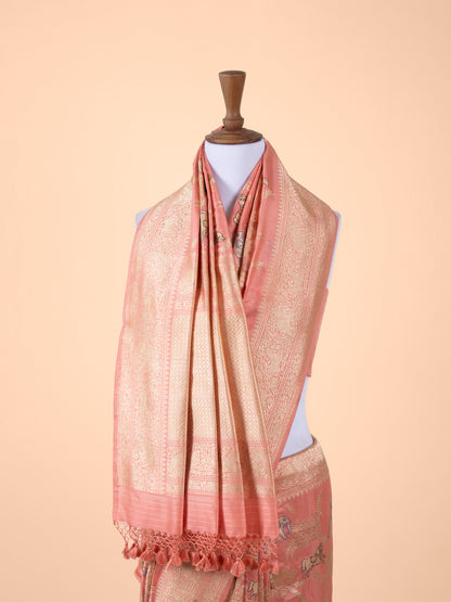 Handwoven Peach Silk Saree