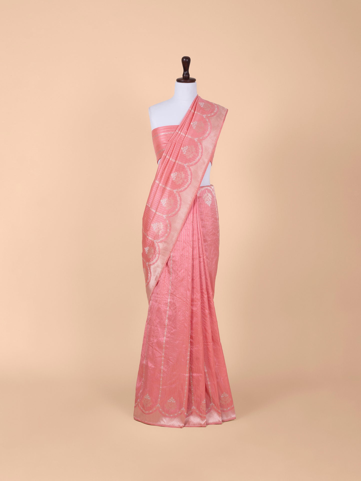 Handwoven Peach Silk Saree