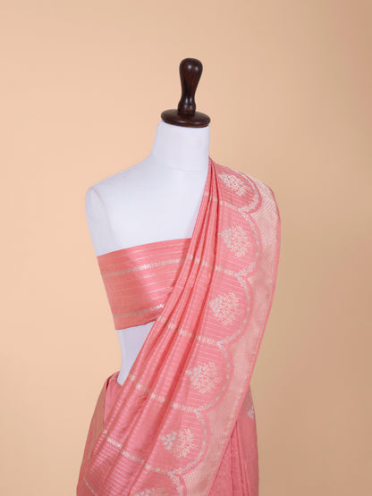 Handwoven Peach Silk Saree