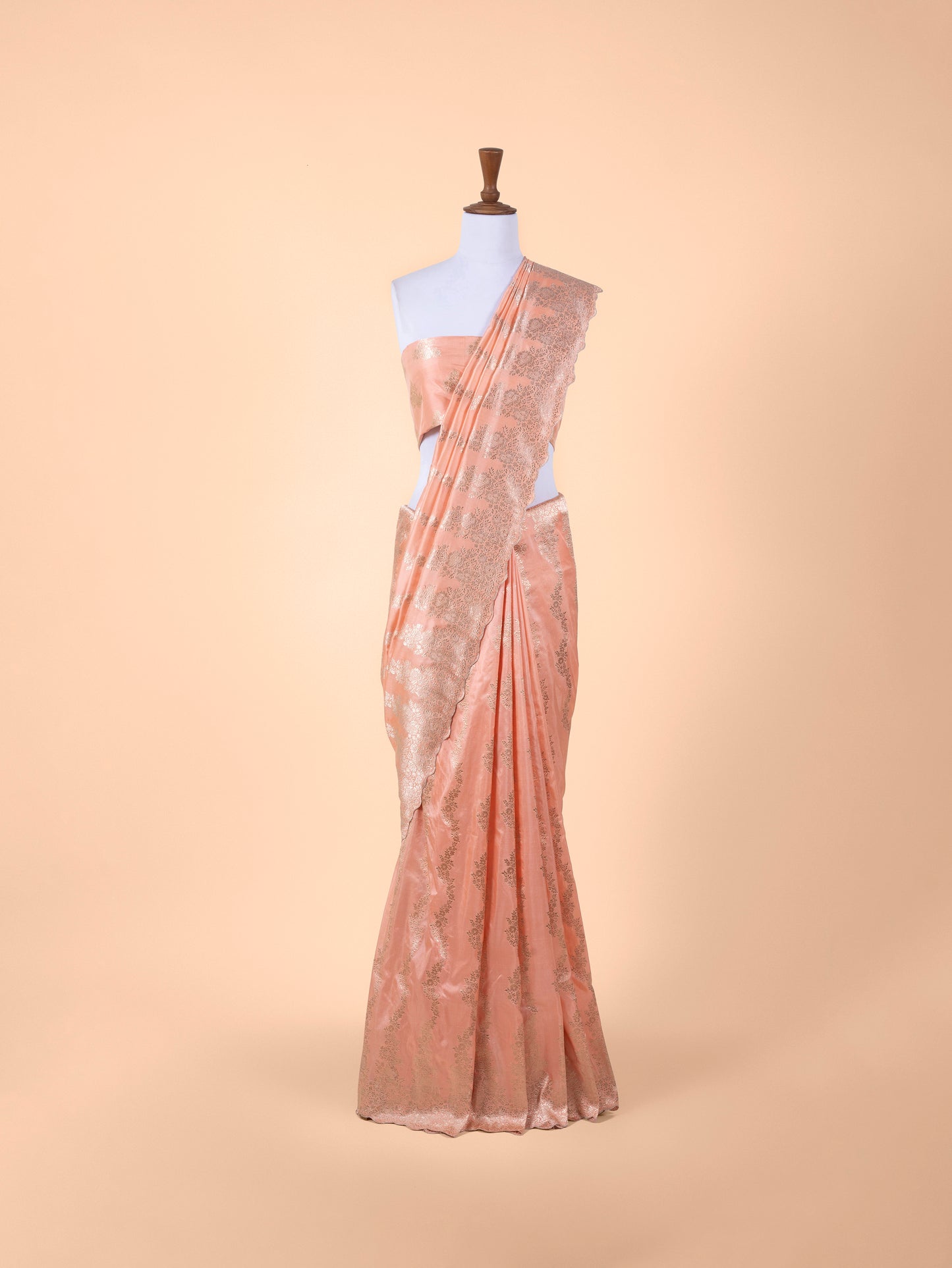 Handwoven Peach Silk Saree