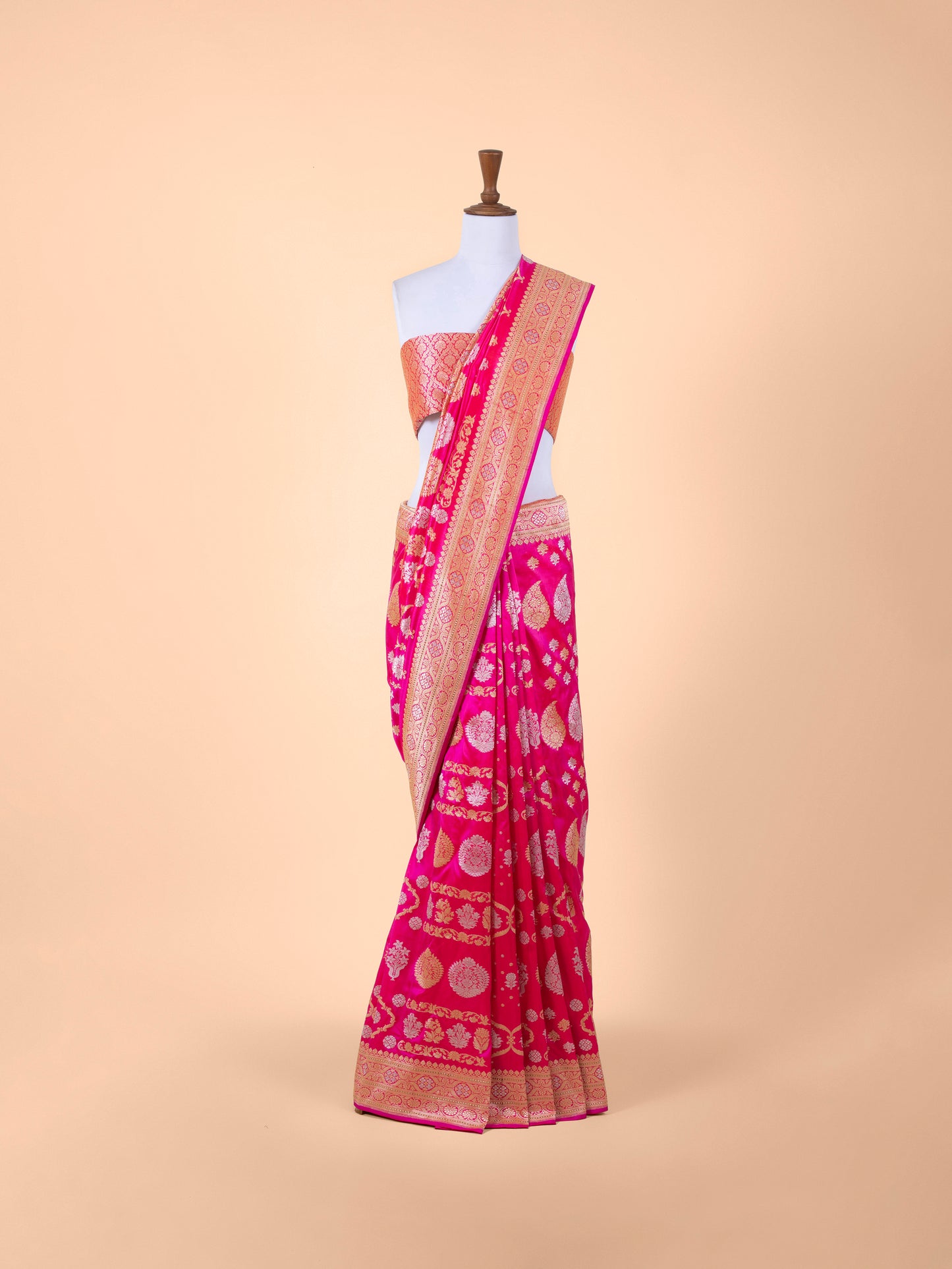 Handwoven Rani Pink Silk Saree