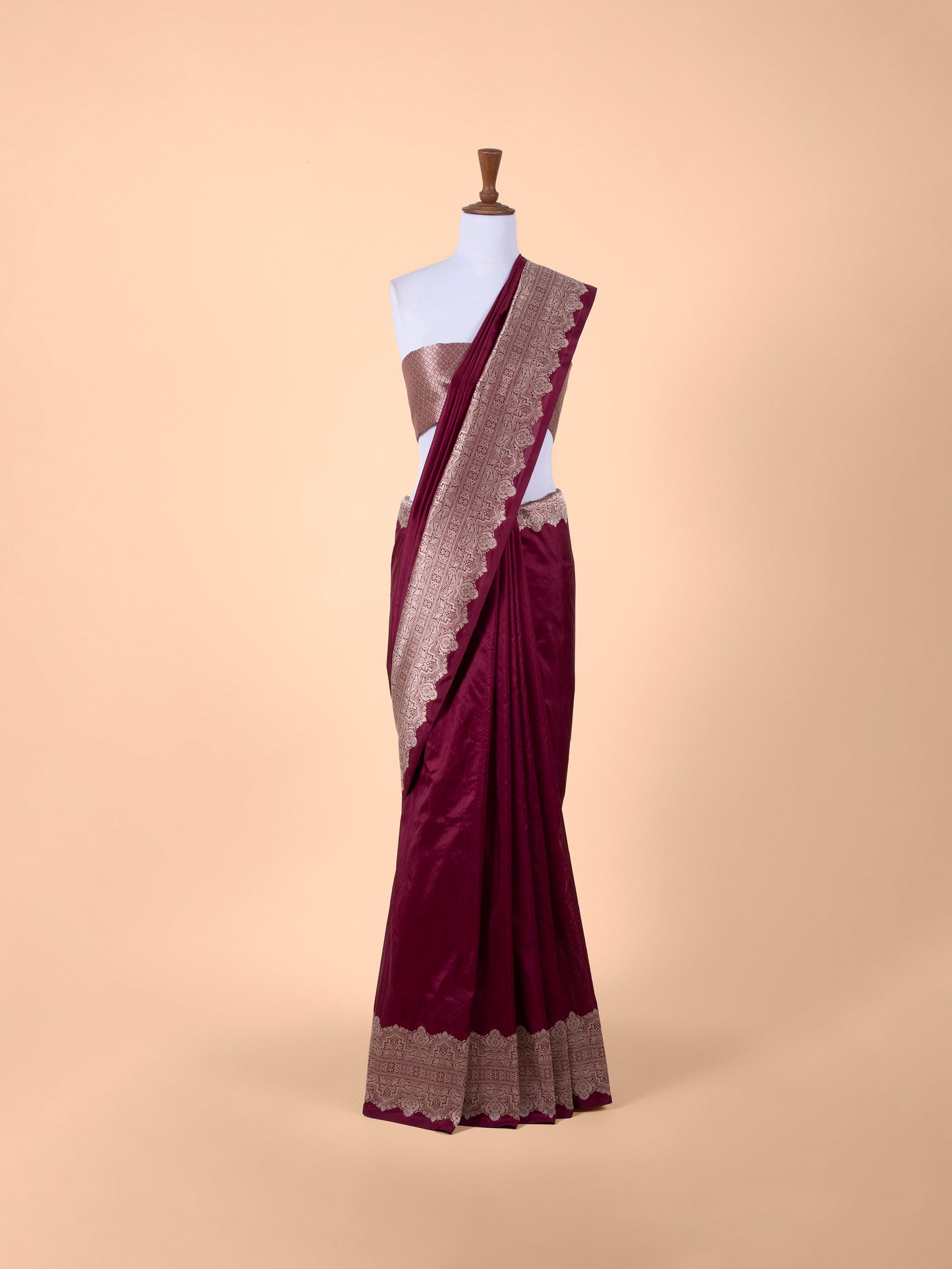 Handwoven Garnet Silk Saree