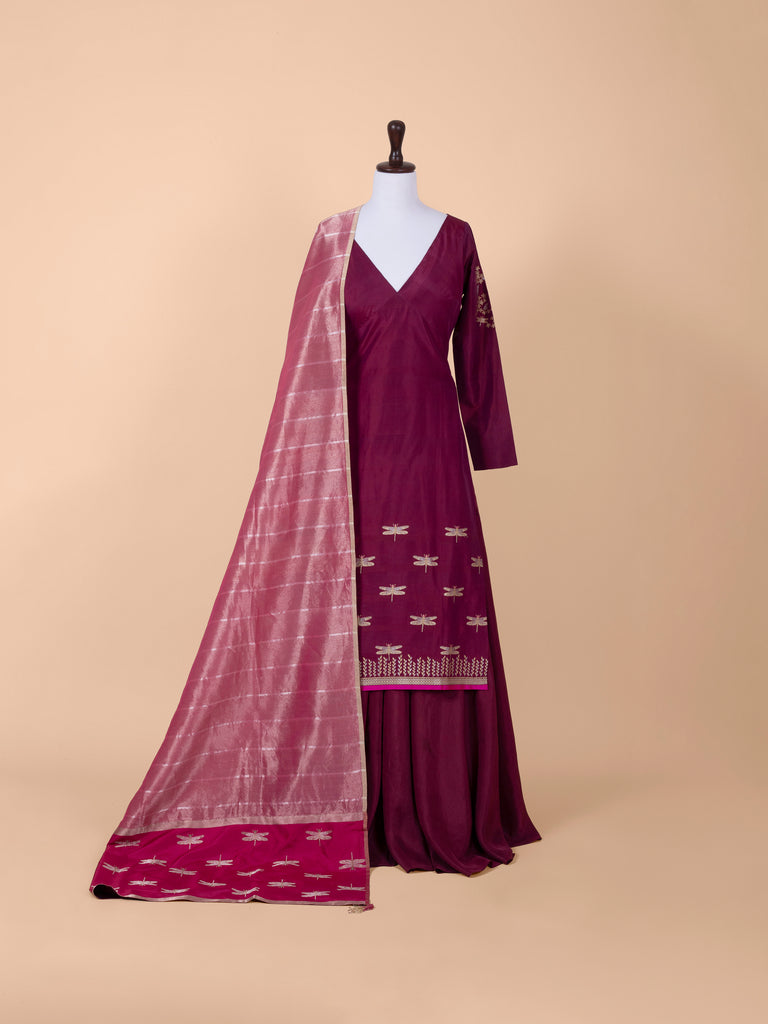 Handwoven Purple Silk Tunic Set