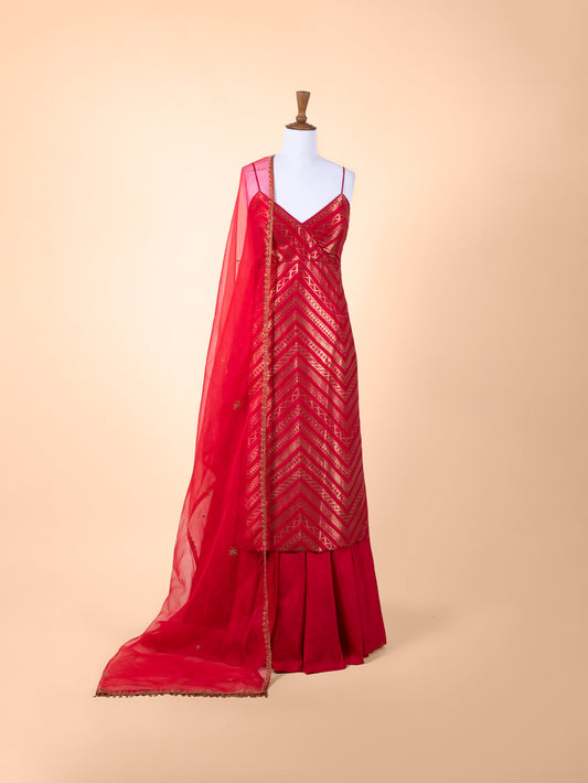 Handwoven Red Silk Suit Set