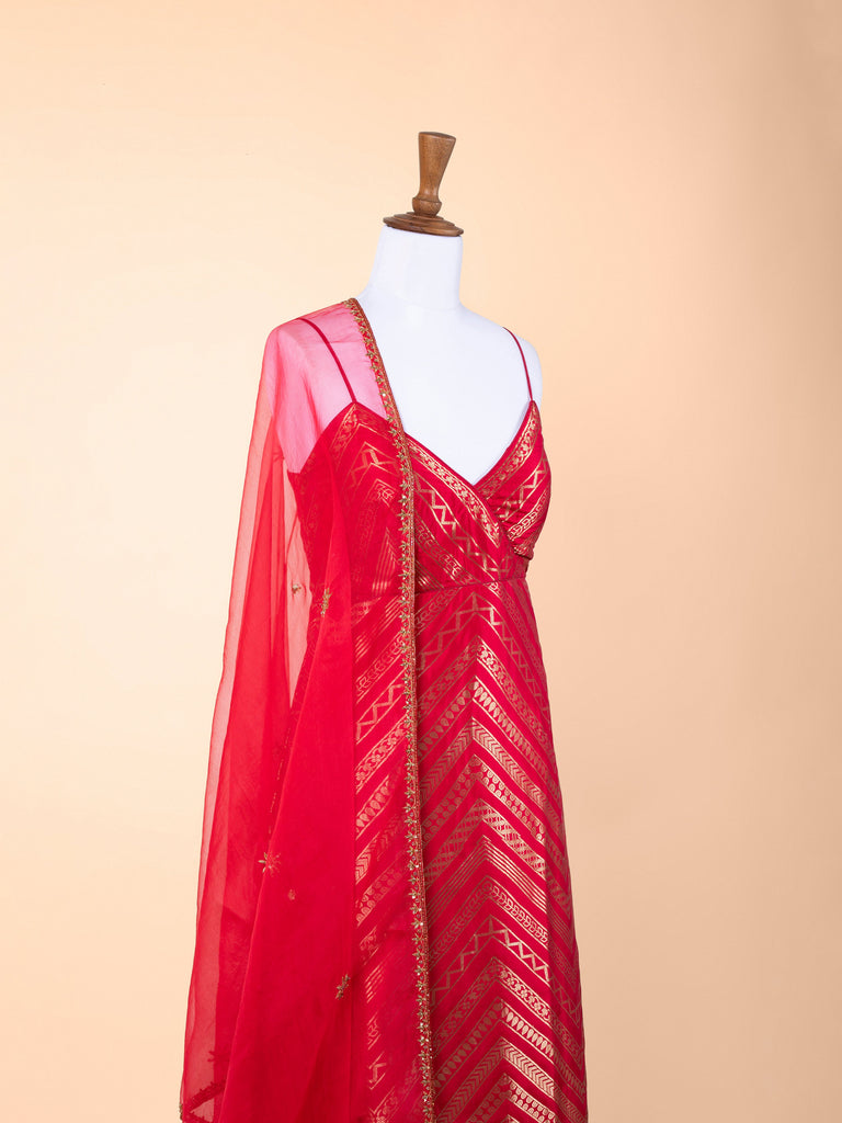 Handwoven Red Silk Suit Set