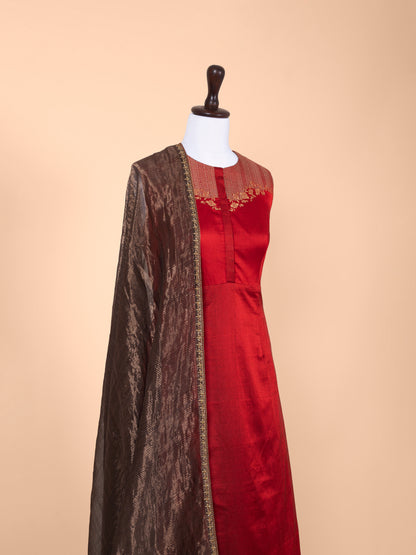 Handwoven Red Silk Suit Set