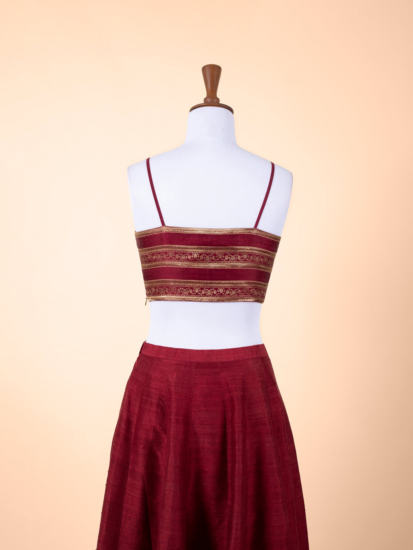 Handwoven Maroon Silk Lehenga