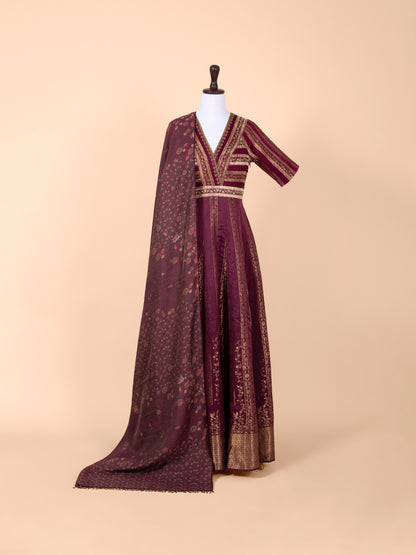 Handwoven Wine Silk Suit