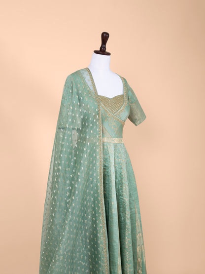 Handwoven Sea Green Silk Suit