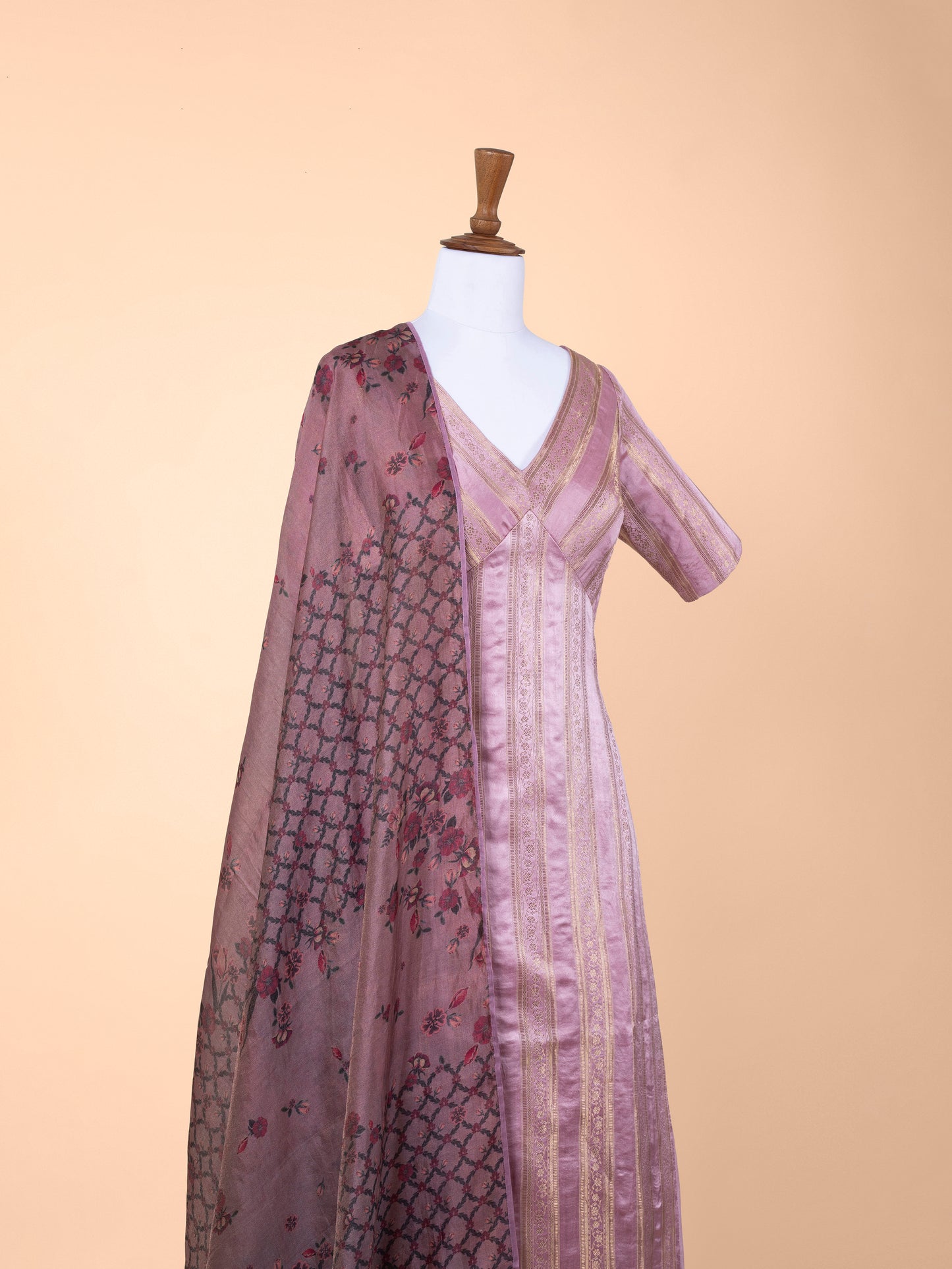 Handwoven Mauve Silk Suit