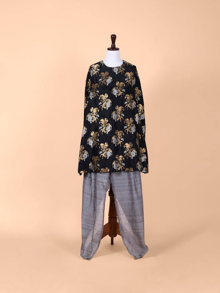 Handwoven Black Silk Suit Set