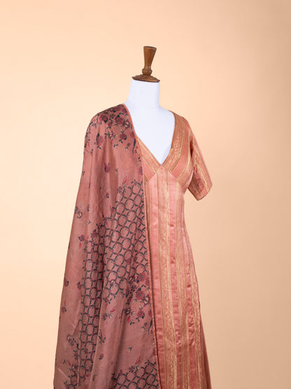 Handwoven Peach Silk Suit