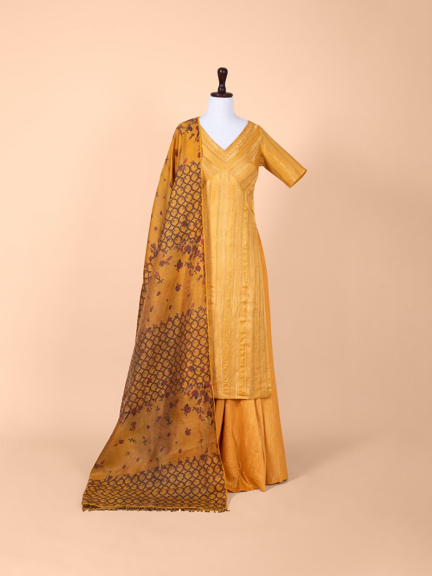 Handwoven Mustard Silk Suit