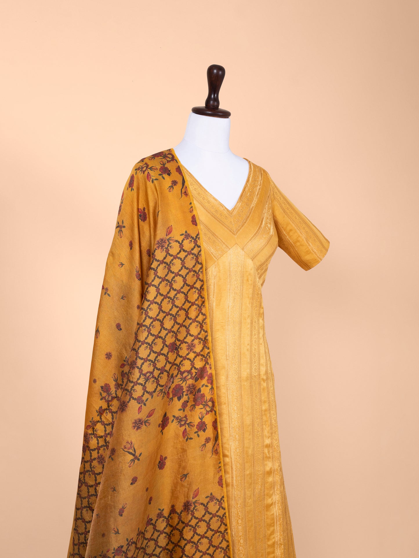 Handwoven Mustard Silk Suit