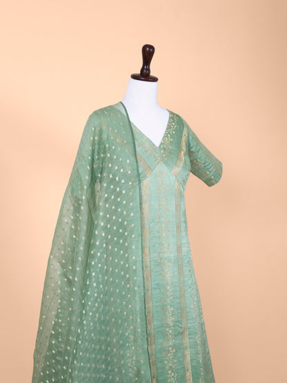 Handwoven Sea Green Silk Tunic Set