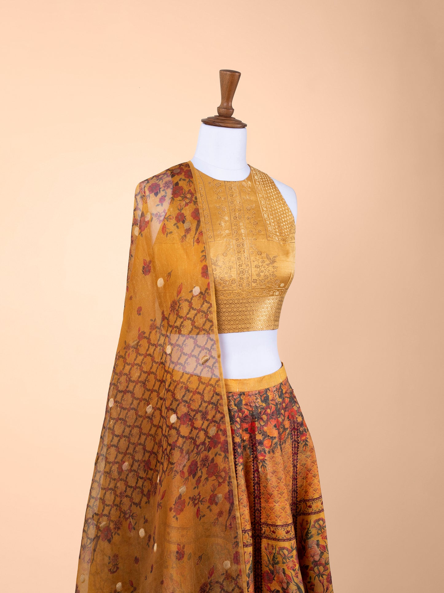 Handwoven Mustard Silk Lehenga