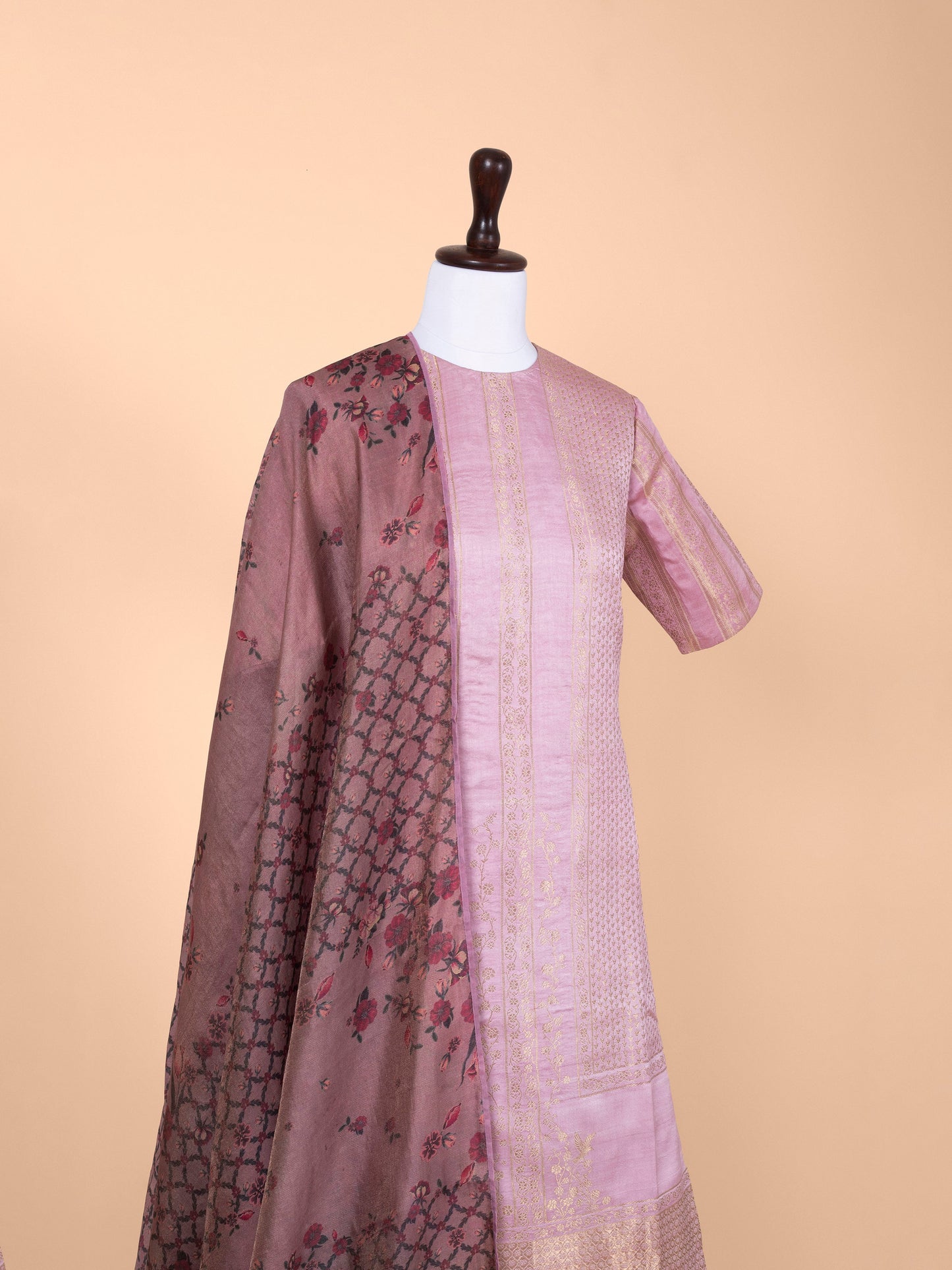 Handwoven Mauve Silk Suit