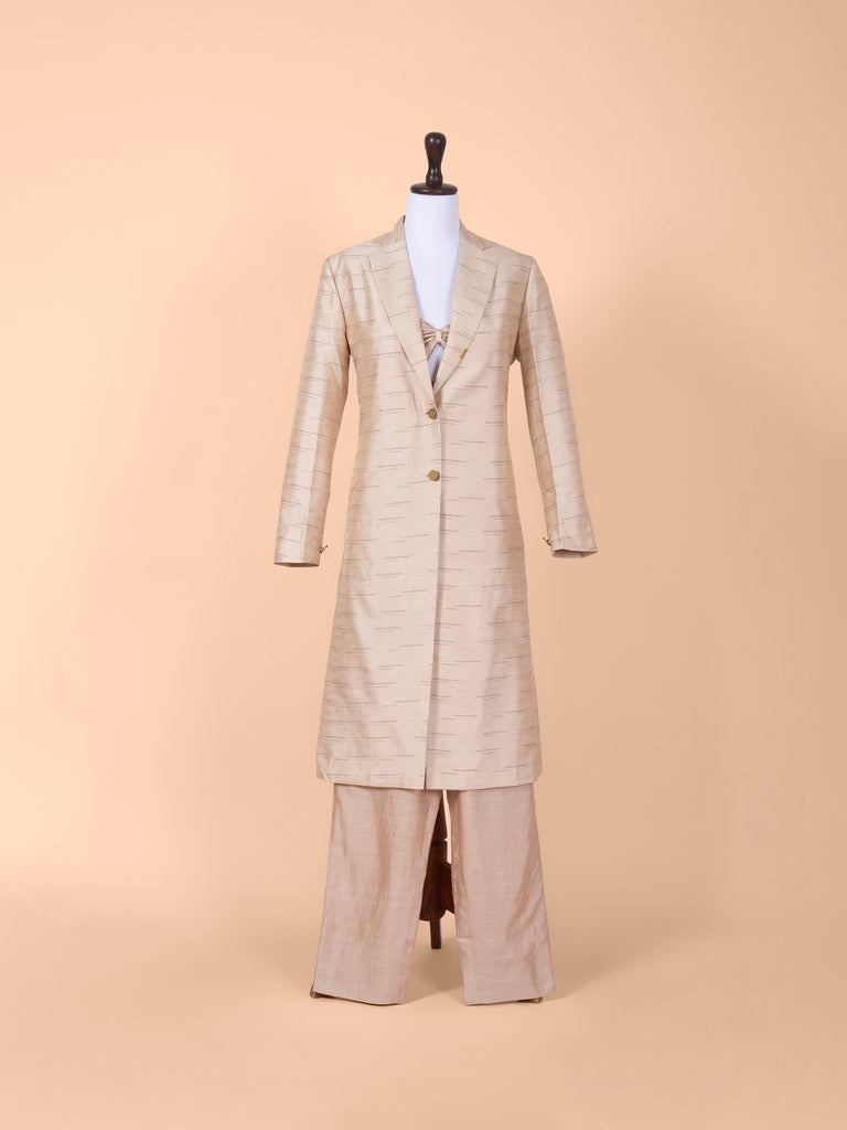 Handwoven Beige Silk Jacket