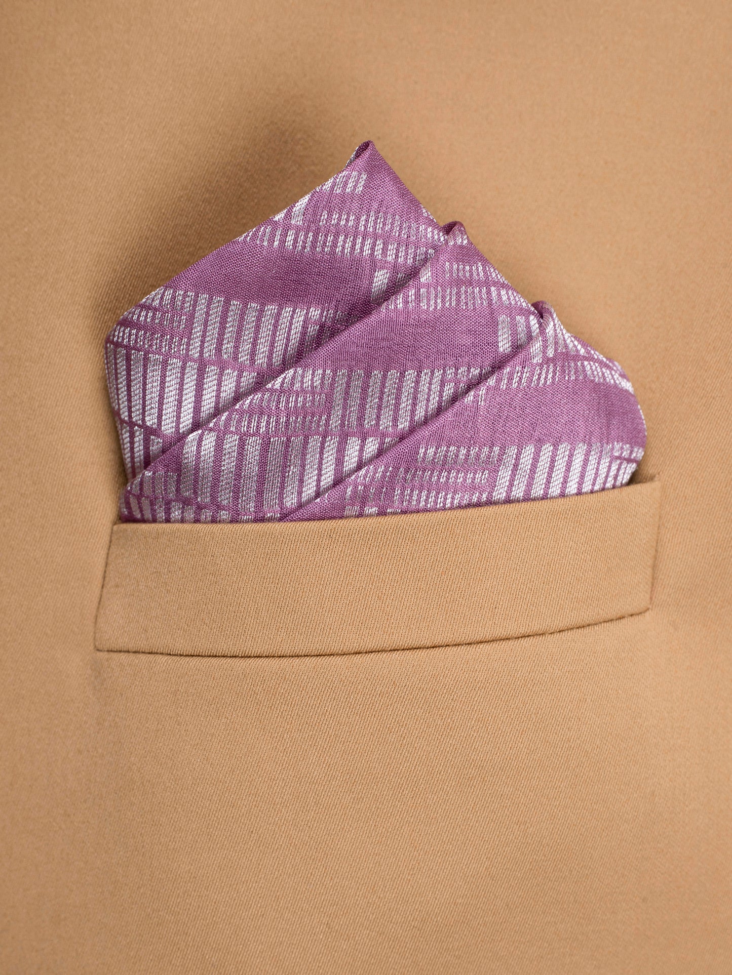 Handwoven Pink Silk Pocket Square