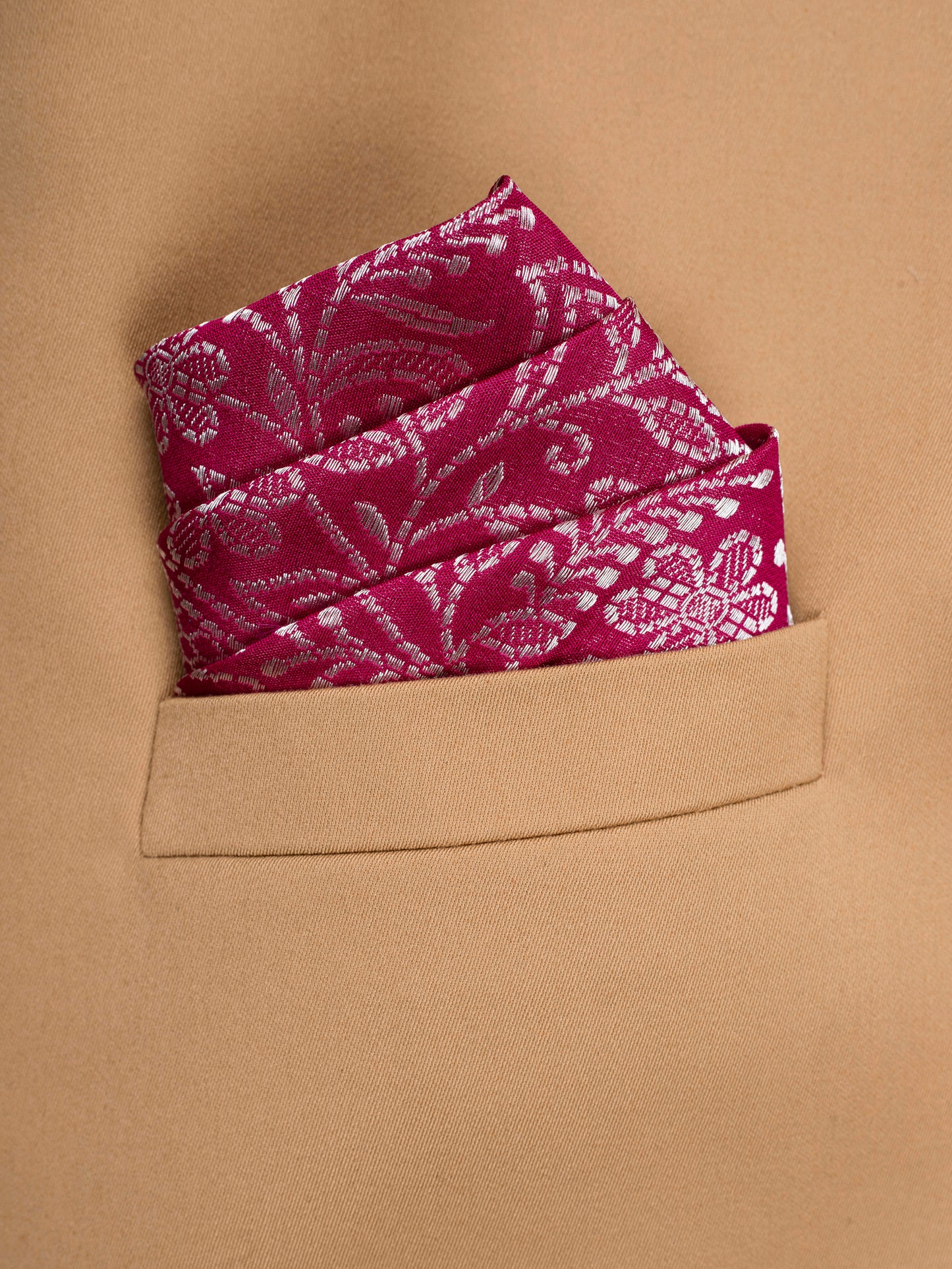 Handwoven Pink Silk Pocket Square