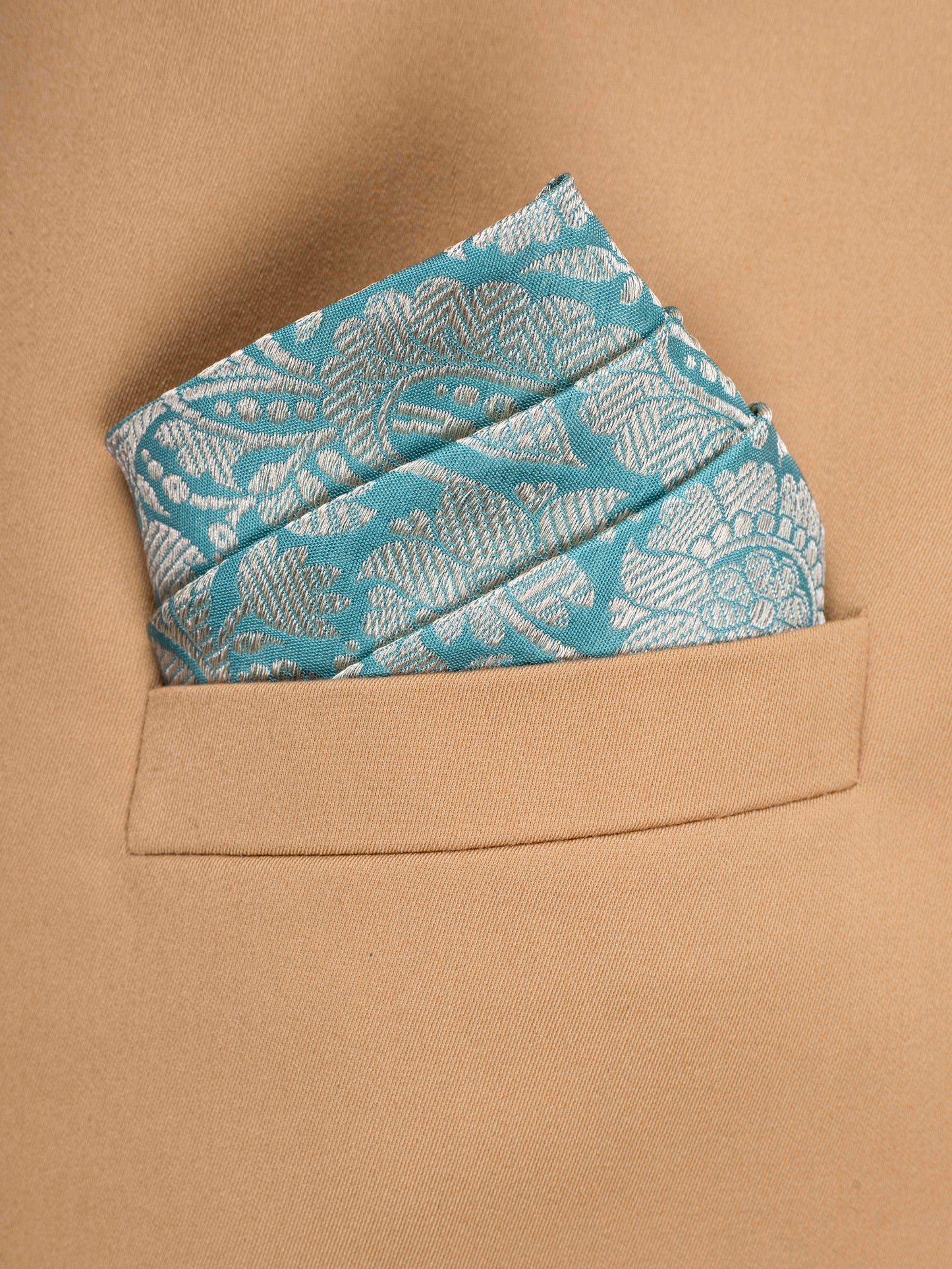 Handwoven Blue Silk Pocket Square