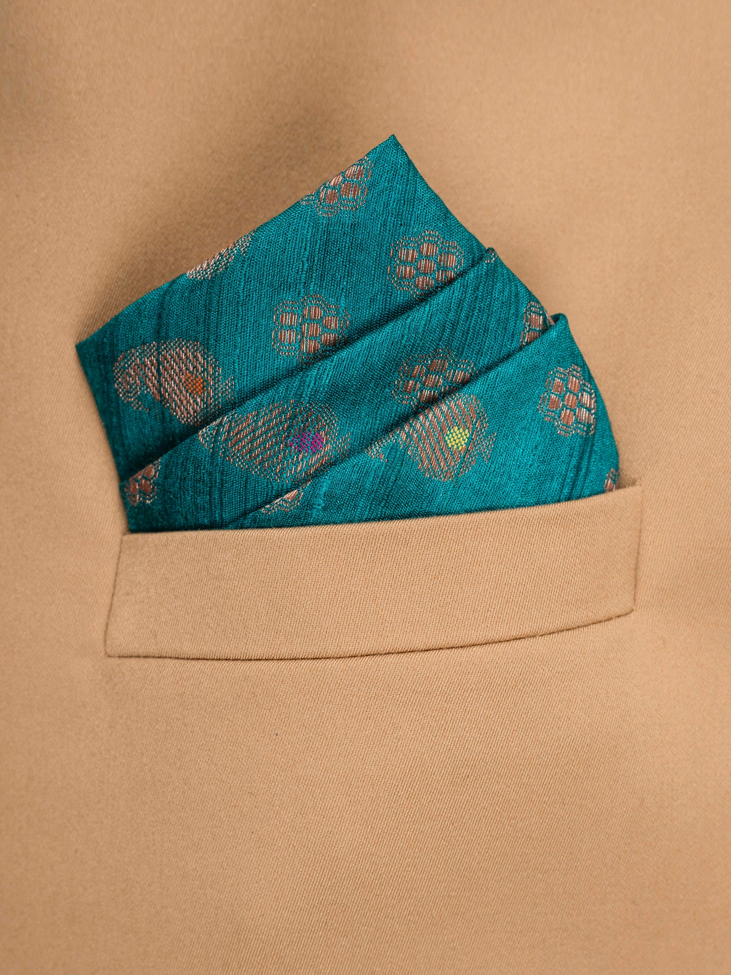 Handwoven Green Tussar Pocket Square