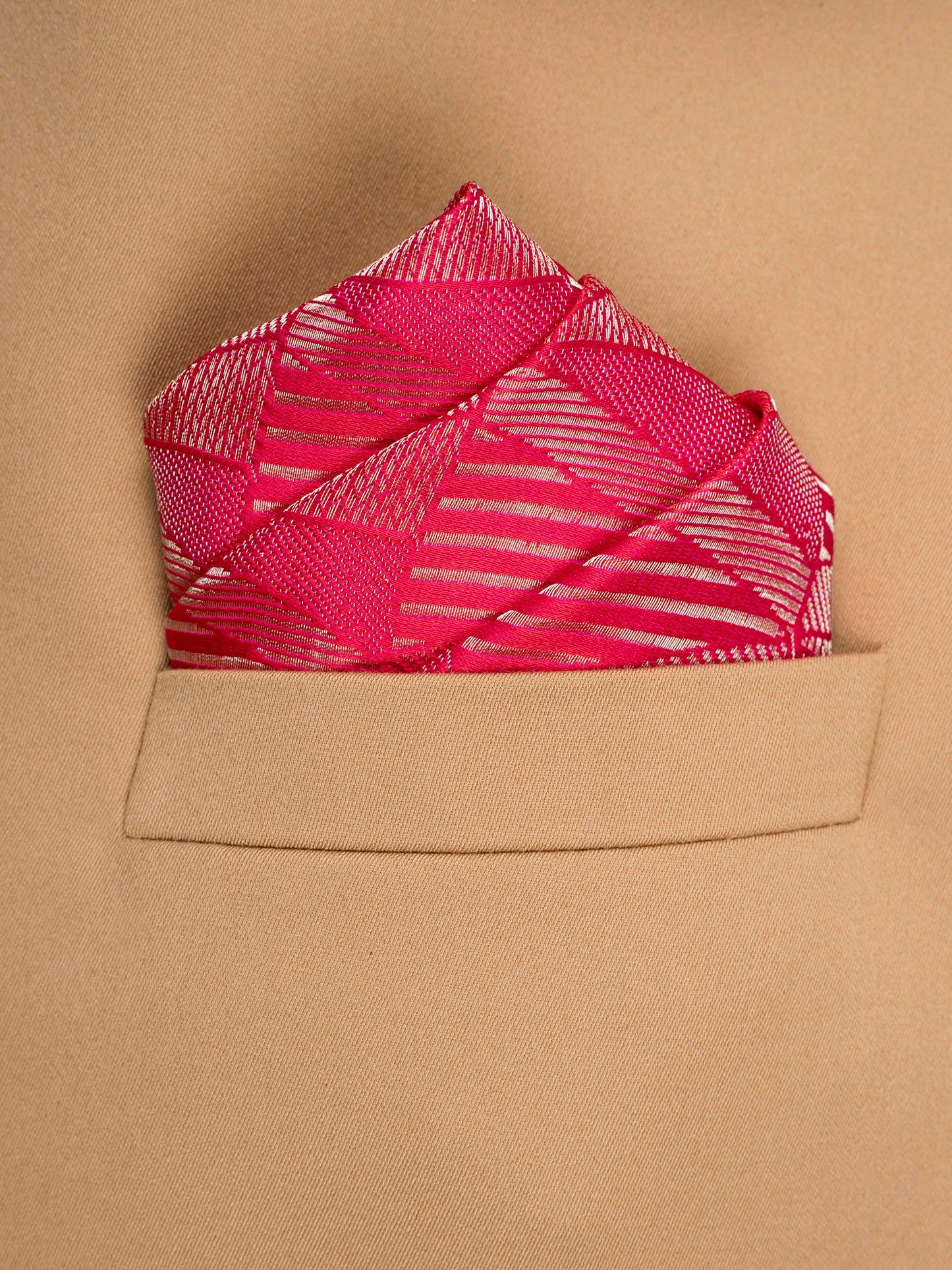 Handwoven Pink Satin Silk  Pocket Square