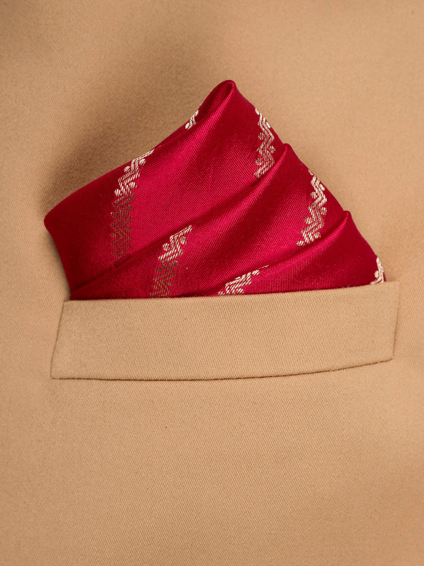 Handwoven Red Silk Pocket Square