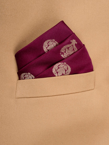 Handwoven Maroon Satin Silk  Pocket Square