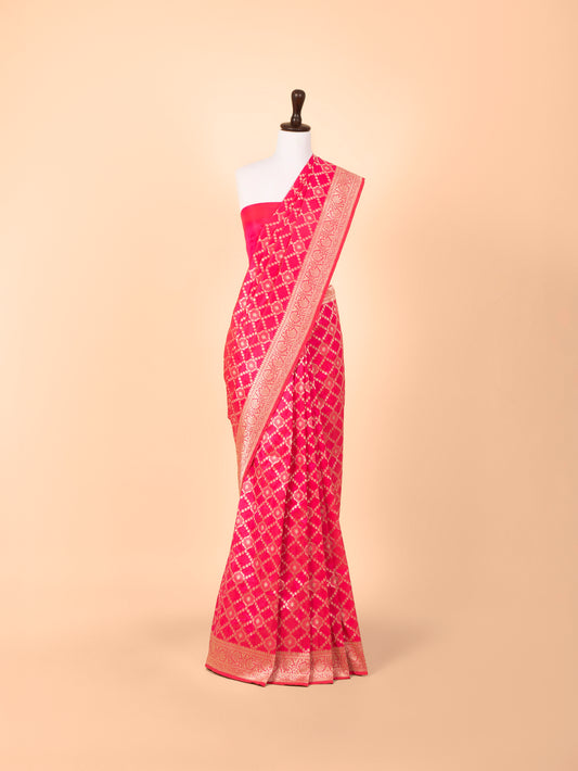 Handwoven Rani Pink  Silk Saree