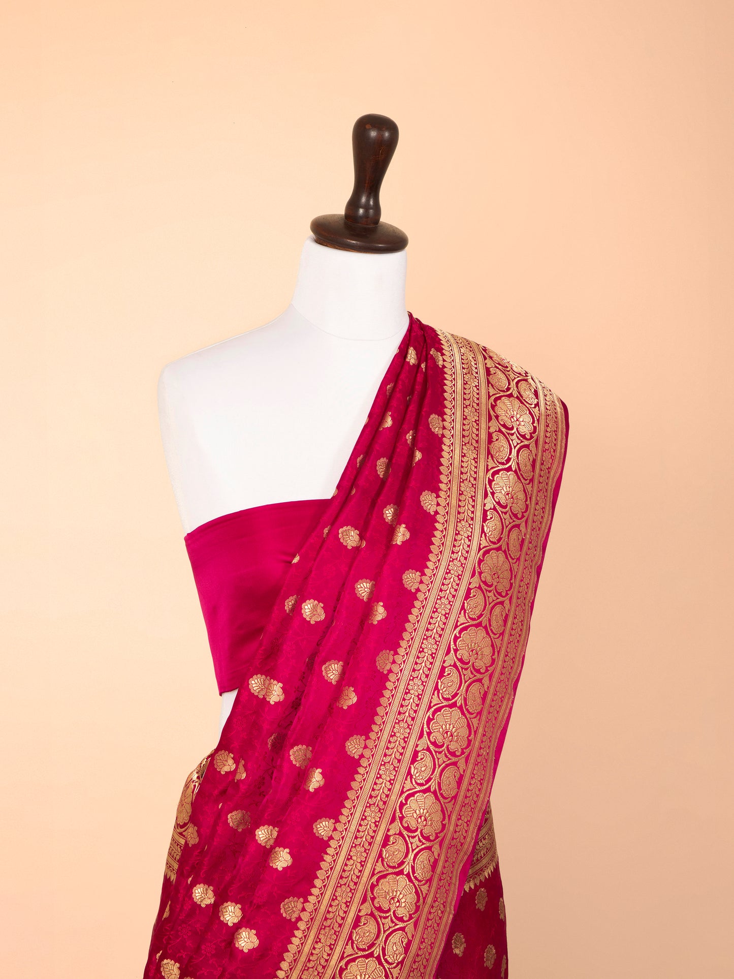 Handwoven Rani Pink Satin Silk Saree