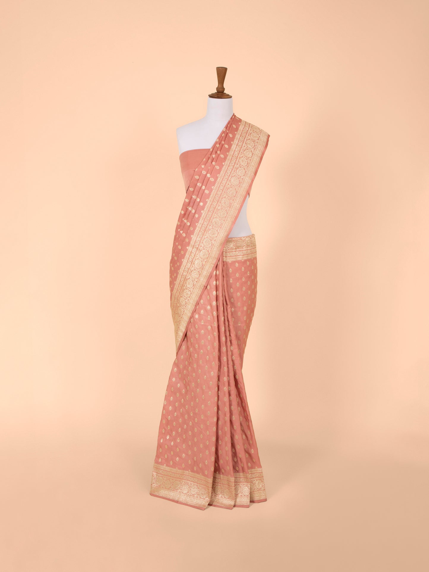 Handwoven Peach Satin Silk Saree