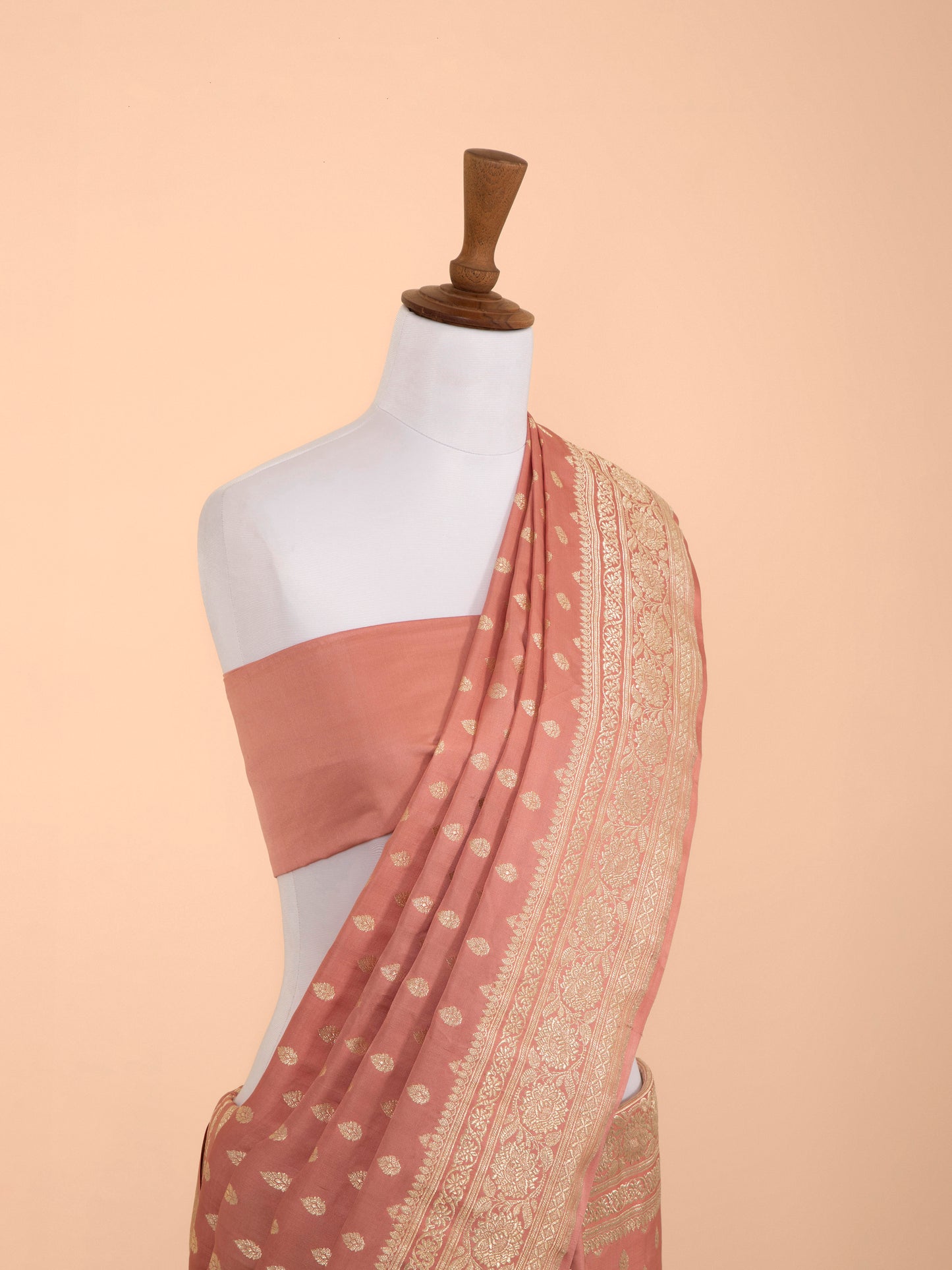 Handwoven Peach Satin Silk Saree