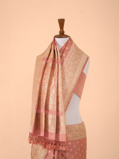 Handwoven Peach Satin Silk Saree