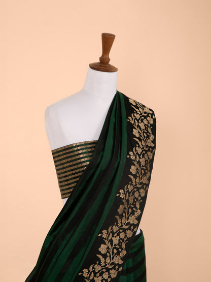 Handwoven Bottle Green Silk Saree