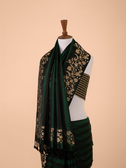 Handwoven Bottle Green Silk Saree