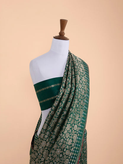 Handwoven Bottle Green Silk Saree