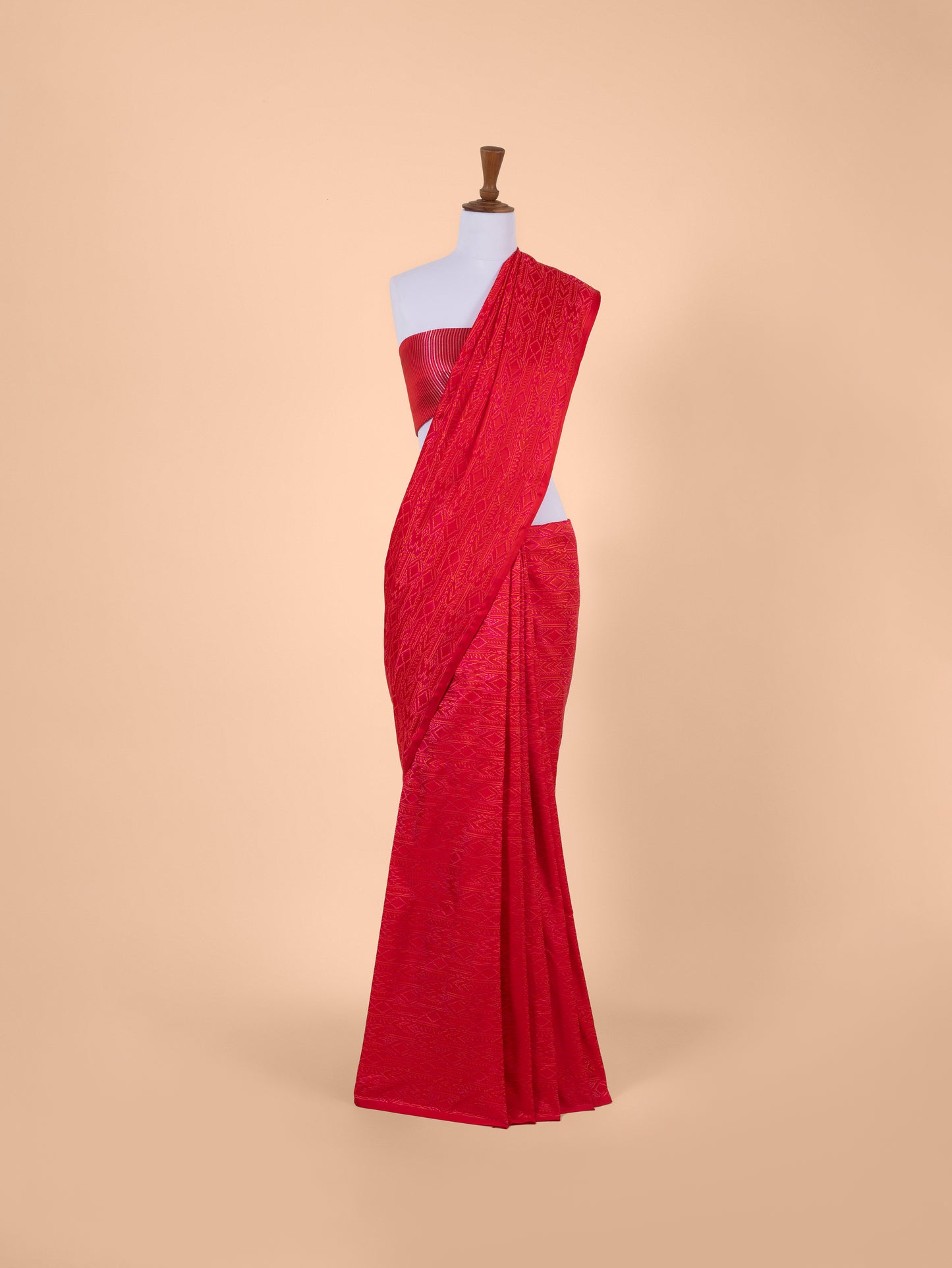 Handwoven Red Satin Silk Saree