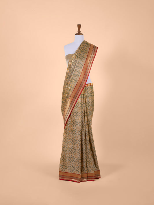 Handwoven Beige Satin Silk Saree