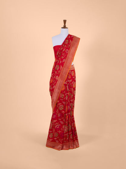 Handwoven Red Real Zari Silk Saree